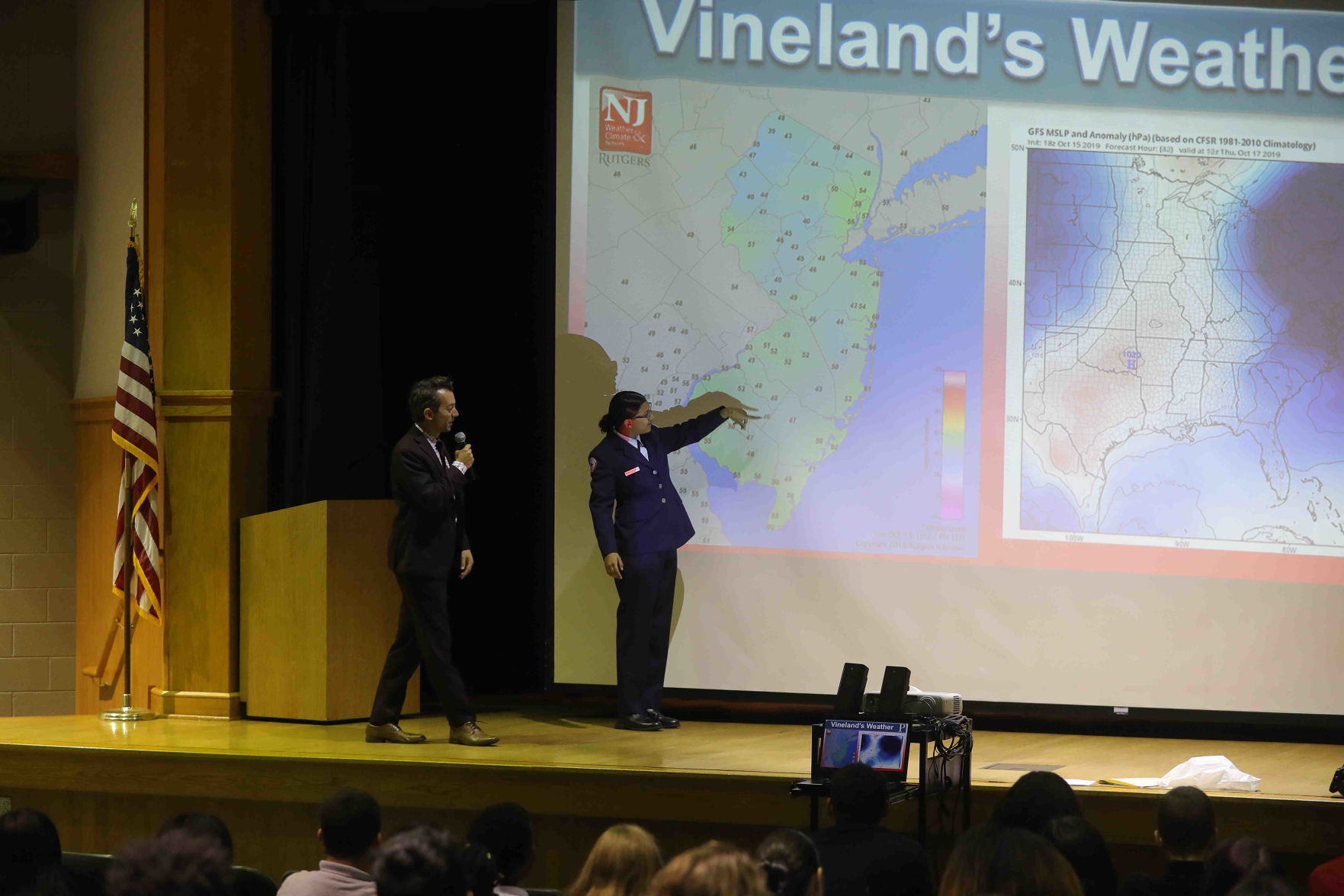 Meteorologist Joe Martucci at Vineland High School